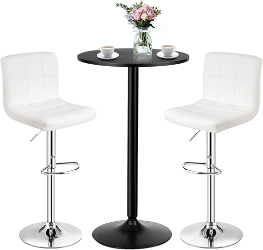 3-Piece Bar Table Set with Adjustable Swivel Chairs