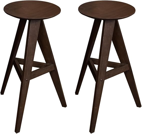 Round Wood Bar Table Set with 2 Stools