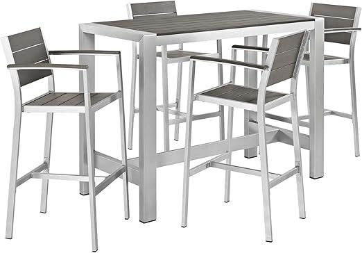 Aluminum Outdoor Patio Pub Bistro Set with Bar Stools
