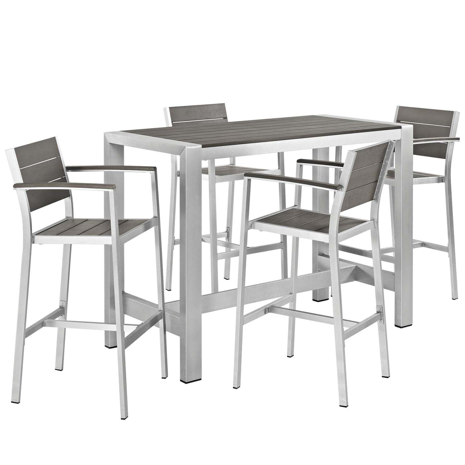 5-Piece Aluminum Outdoor Patio Pub Set with Bar Stools