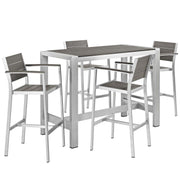 5-Piece Aluminum Outdoor Patio Pub Set with Bar Stools