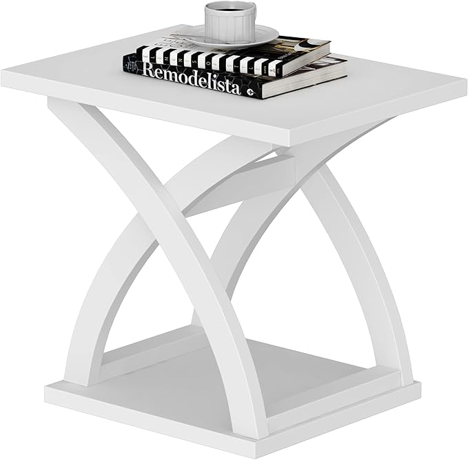 End Side Table Set of 2 with Storage Shelf