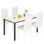 5-Piece Dining Table Set with Faux Marble Top