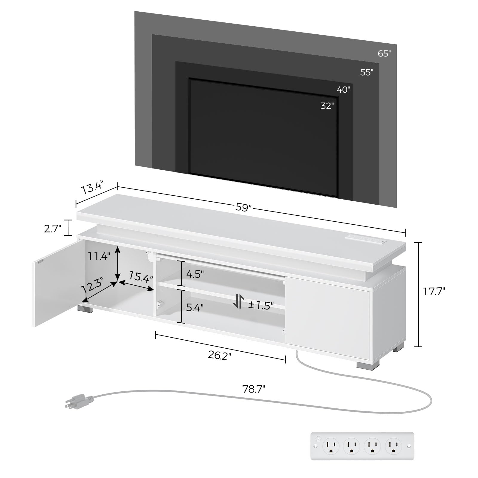 TV Stand with LED Lights & Power Outlet