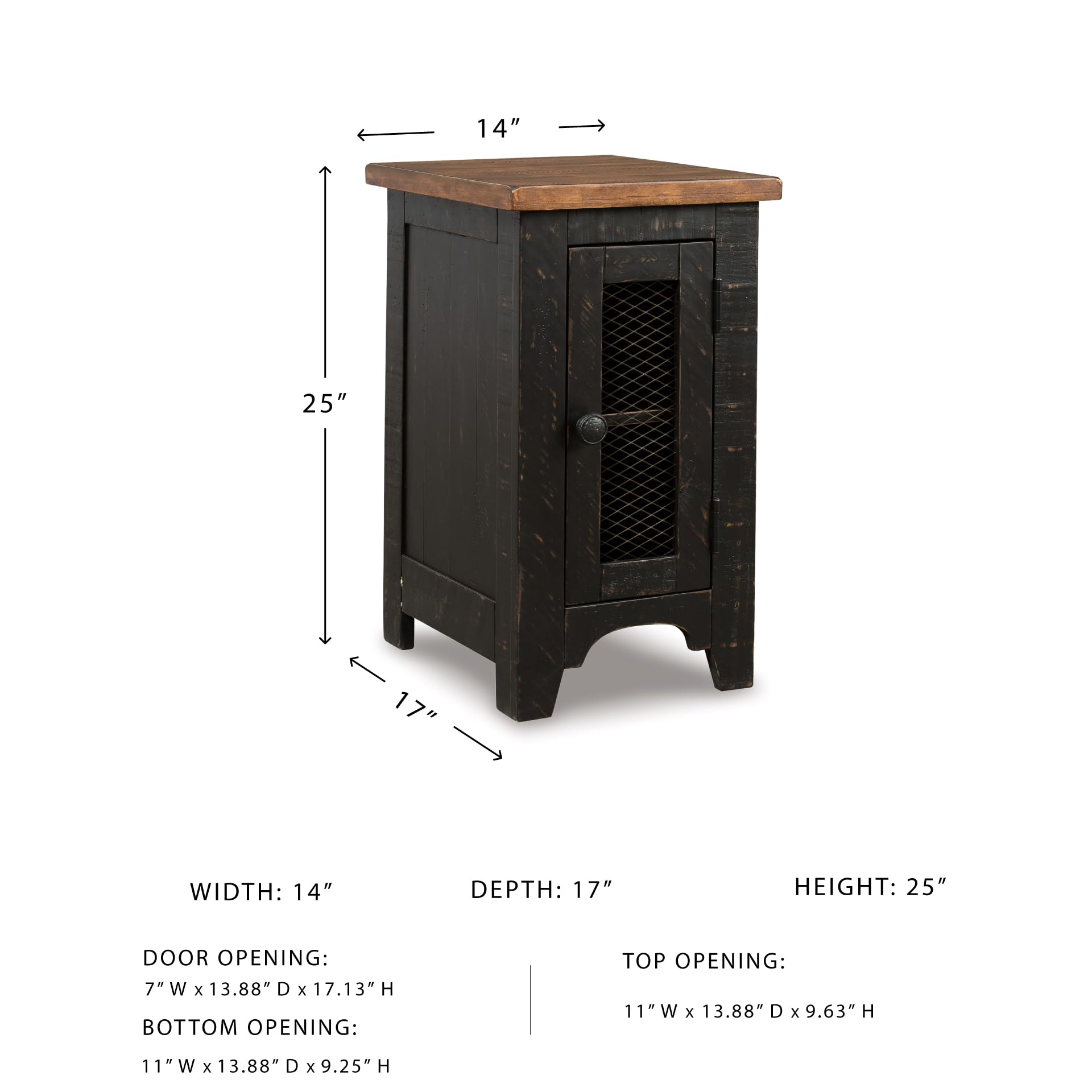 Valebeck Chair Side End Table with Cabinet Door