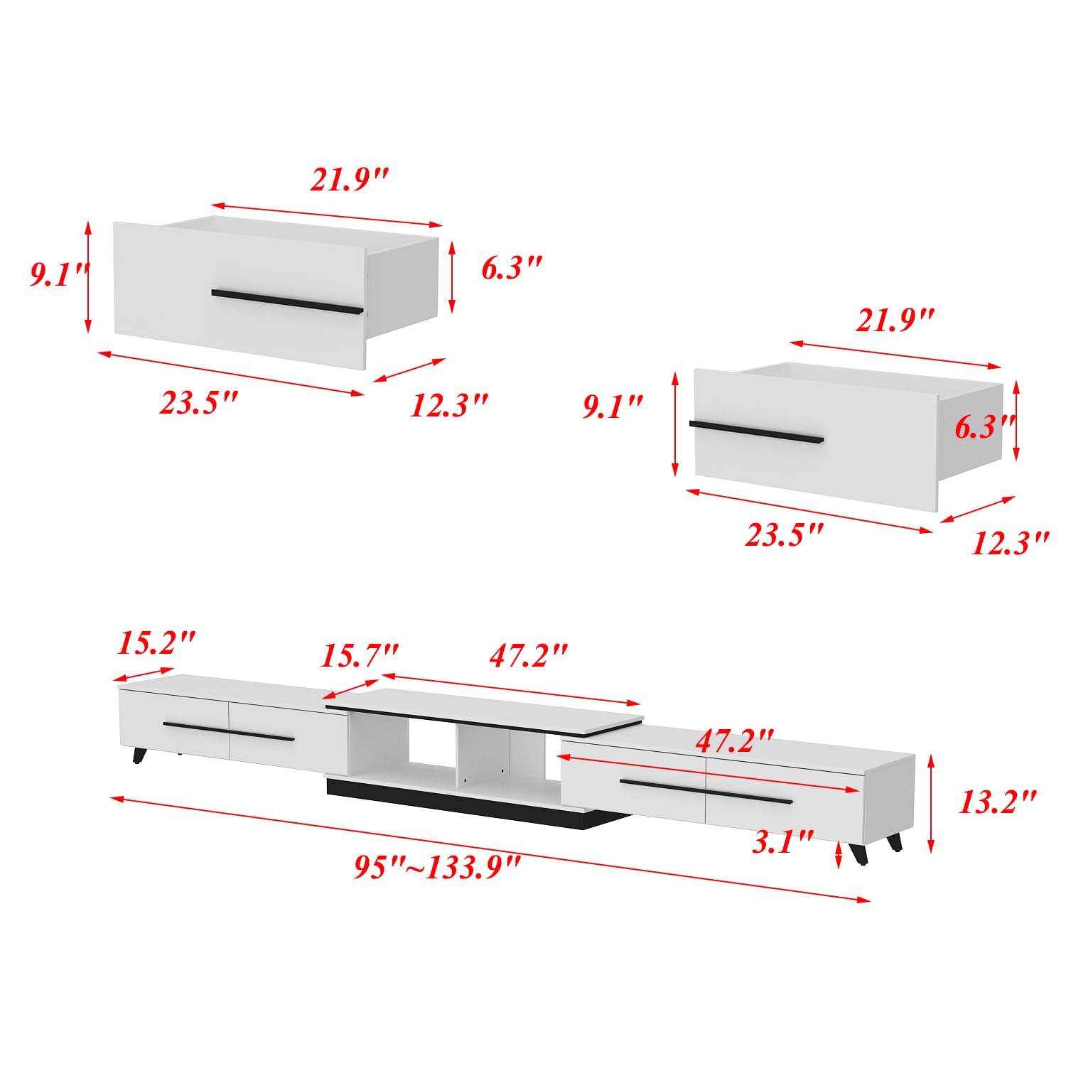 Adjustable TV Stand with Storage for TVs up to 100"