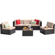 6-Piece Outdoor Sectional Rattan Sofa Set