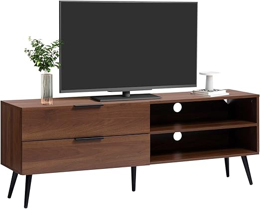 Bamboo TV Stand with Storage for TVs up to 65 Inches