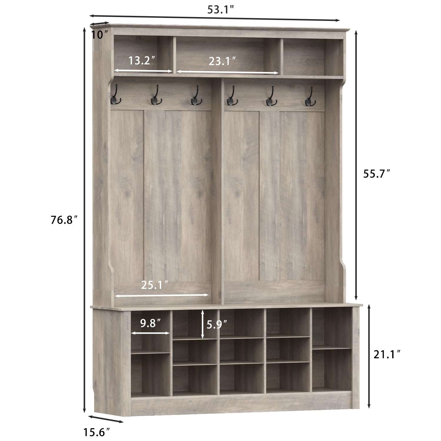 Hall Tree with Bench and Shoe Storage