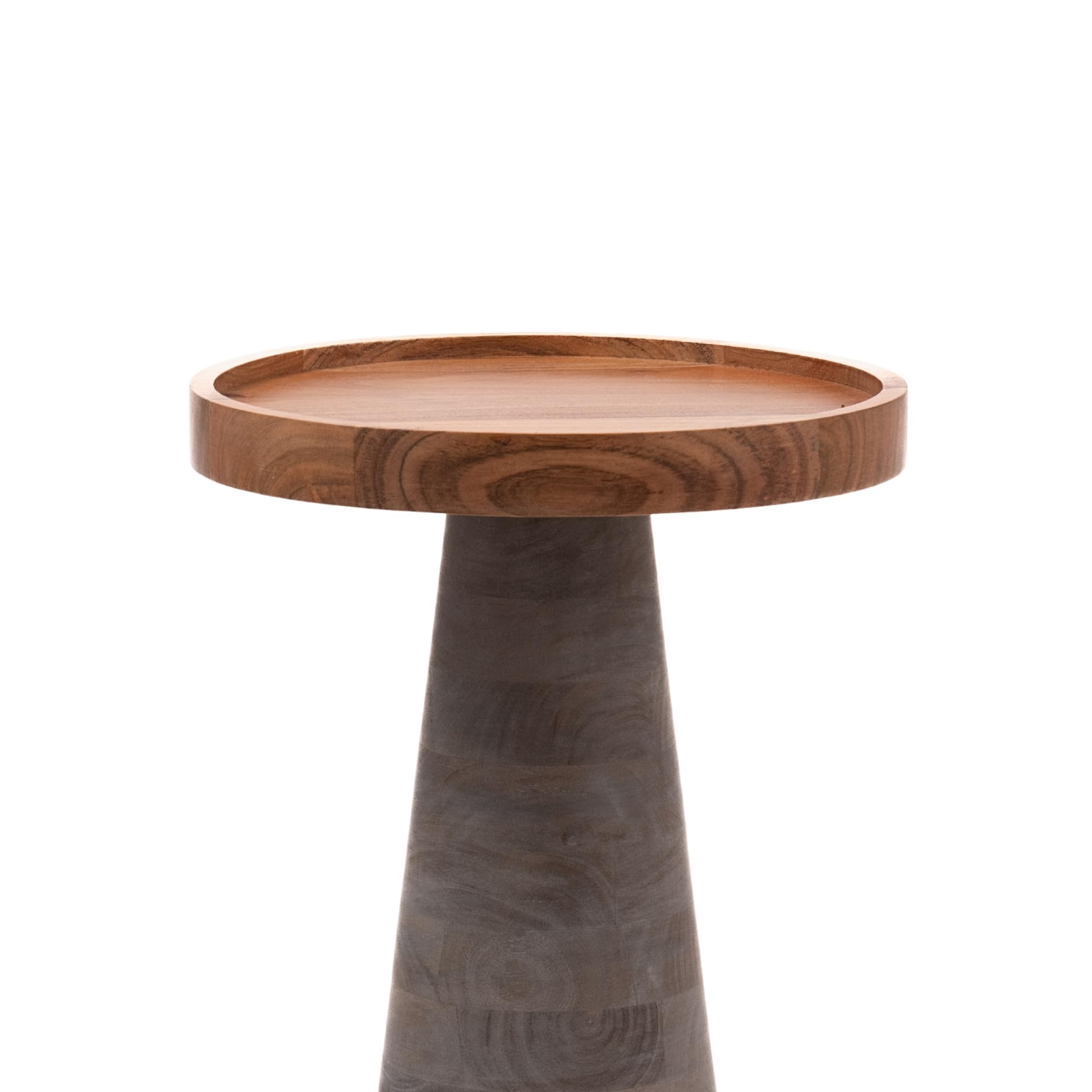Round Solid Wood End Table with Tray Top