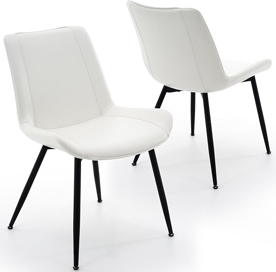 PU Leather Dining Chairs Set of 2 with Metal Legs