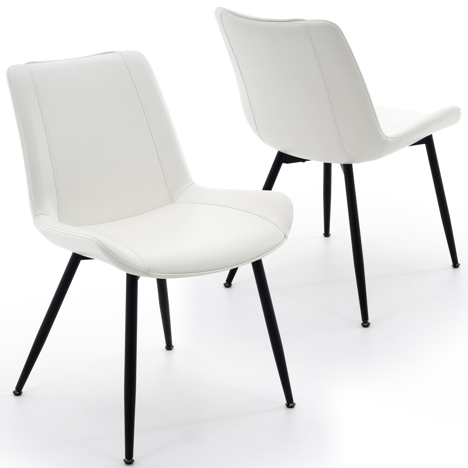 Dining Chairs Set of 2 PU Leather Upholstered with Metal Legs