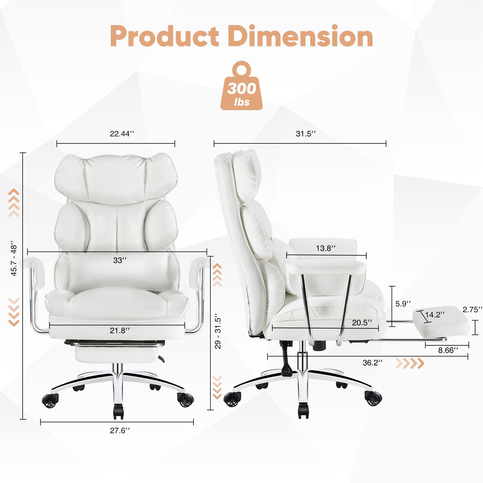 Ergonomic Executive Office Chair with Footrest