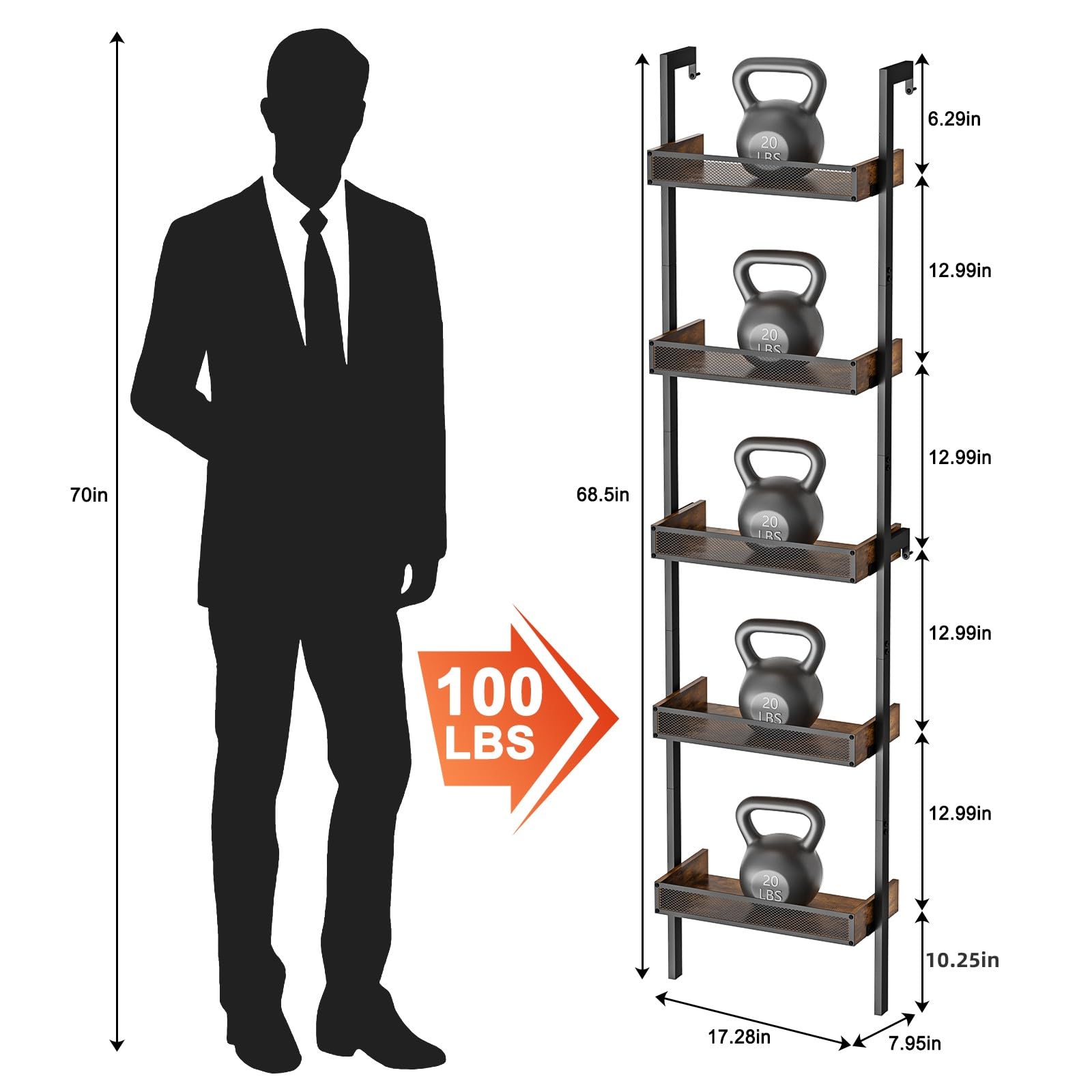 5-Tier Wall Mounted Wine Rack - 50 Bottles