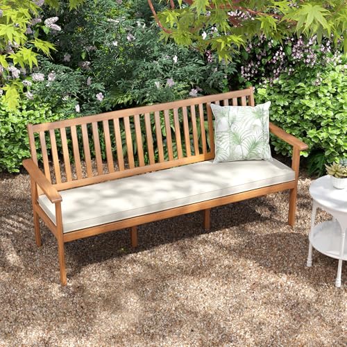 3-Person Acacia Wood Outdoor Bench with Cushion
