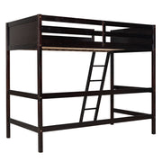 Twin Wood Loft Bed with Guardrail and Ladder