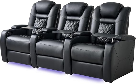 Power Reclining Home Theater Chair with LED Lighting
