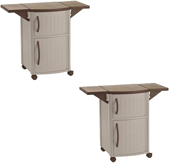 Portable Outdoor Serving Station with Storage Cabinets
