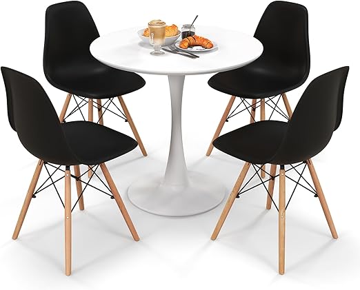 5-Piece Round Dining Table Set with 4 Chairs