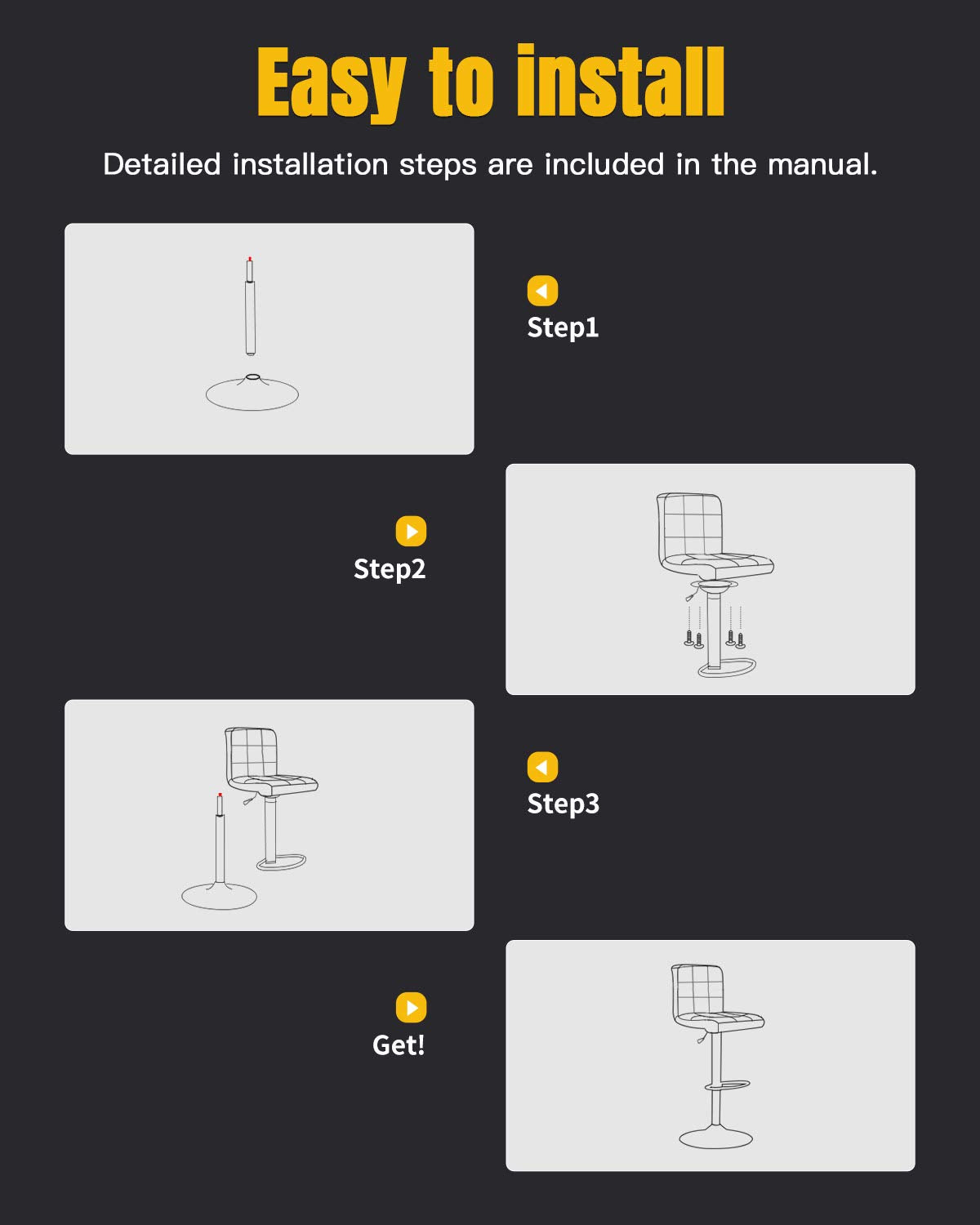 Height Adjustable Swivel Bar Stool Set of 2