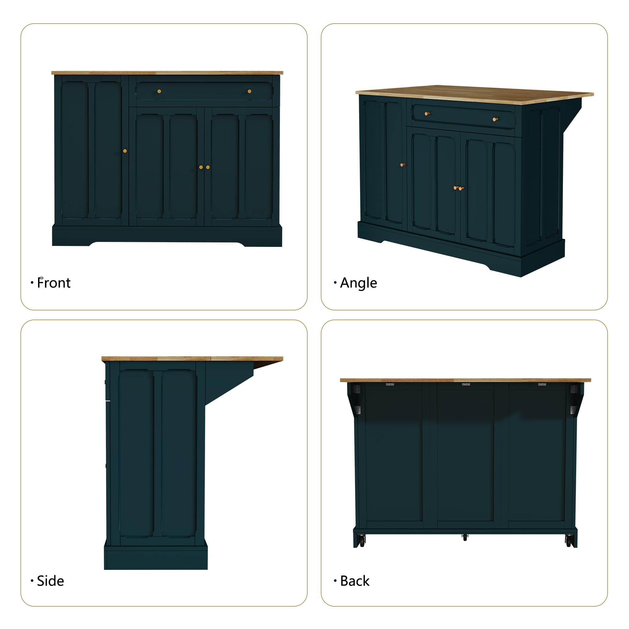 Kitchen Island Cart with Storage and Drop Leaf