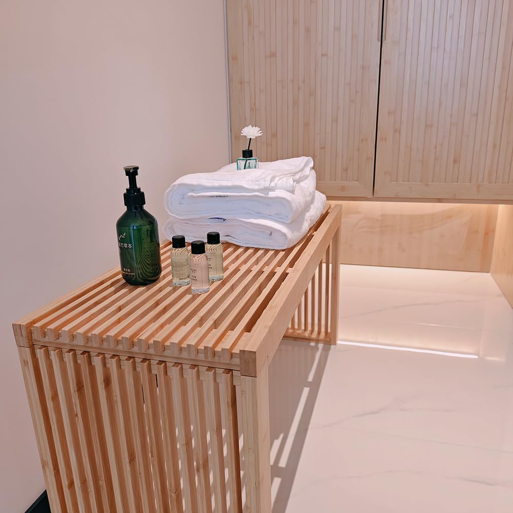 Wooden Slatted Bench Natural Finish