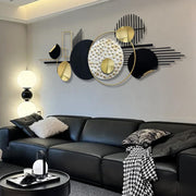 Metal Wall Art Abstract Geometric Sculpture Black and Gold