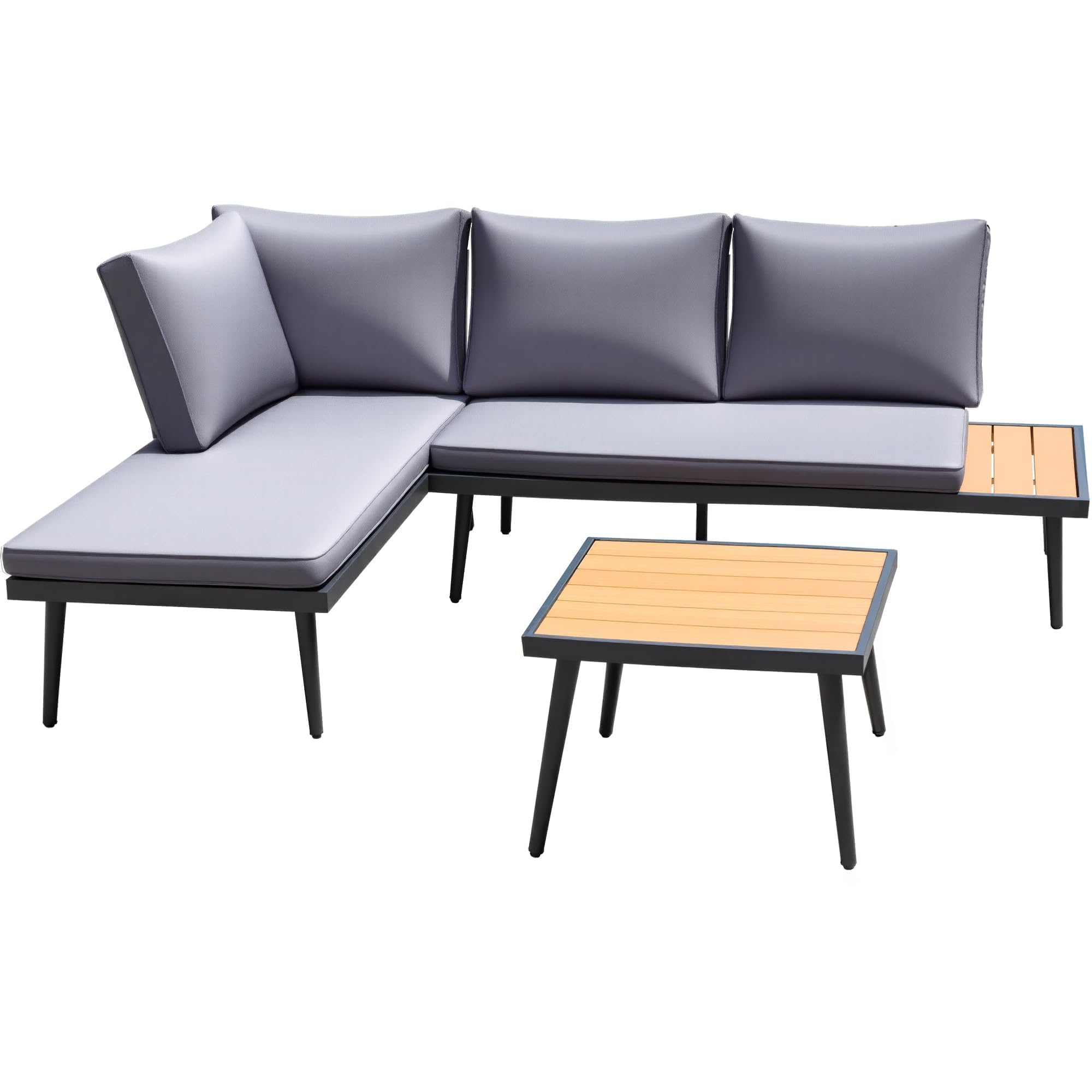 Outdoor Sectional Sofa with Acacia Wood Table