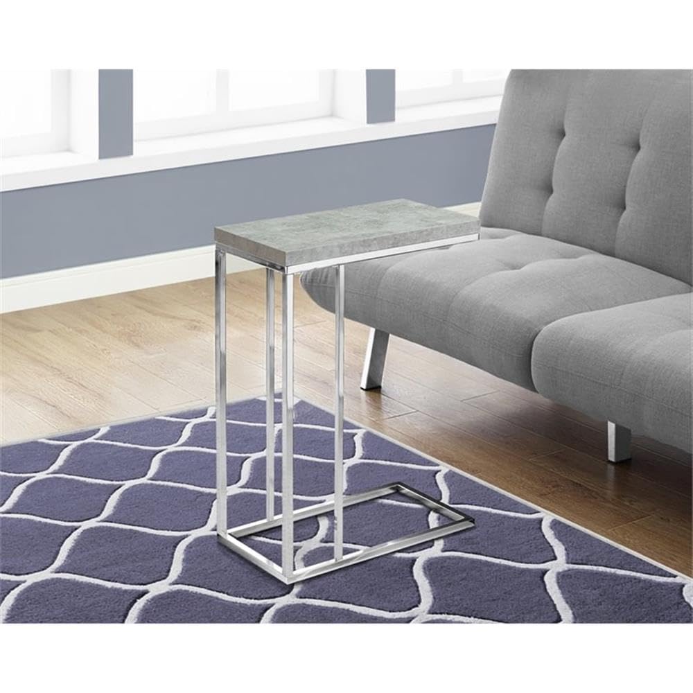 Chrome Accent Table with Grey Cement-Look Top