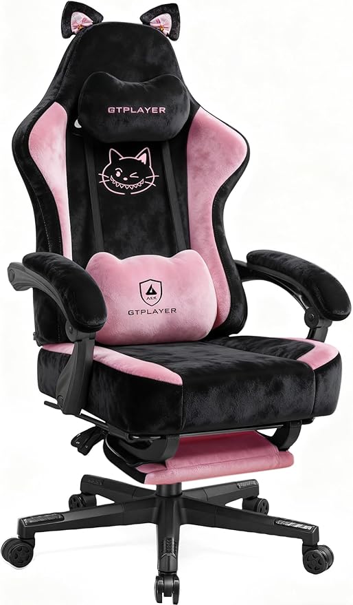 Cat Ear Gaming Chair with Footrest