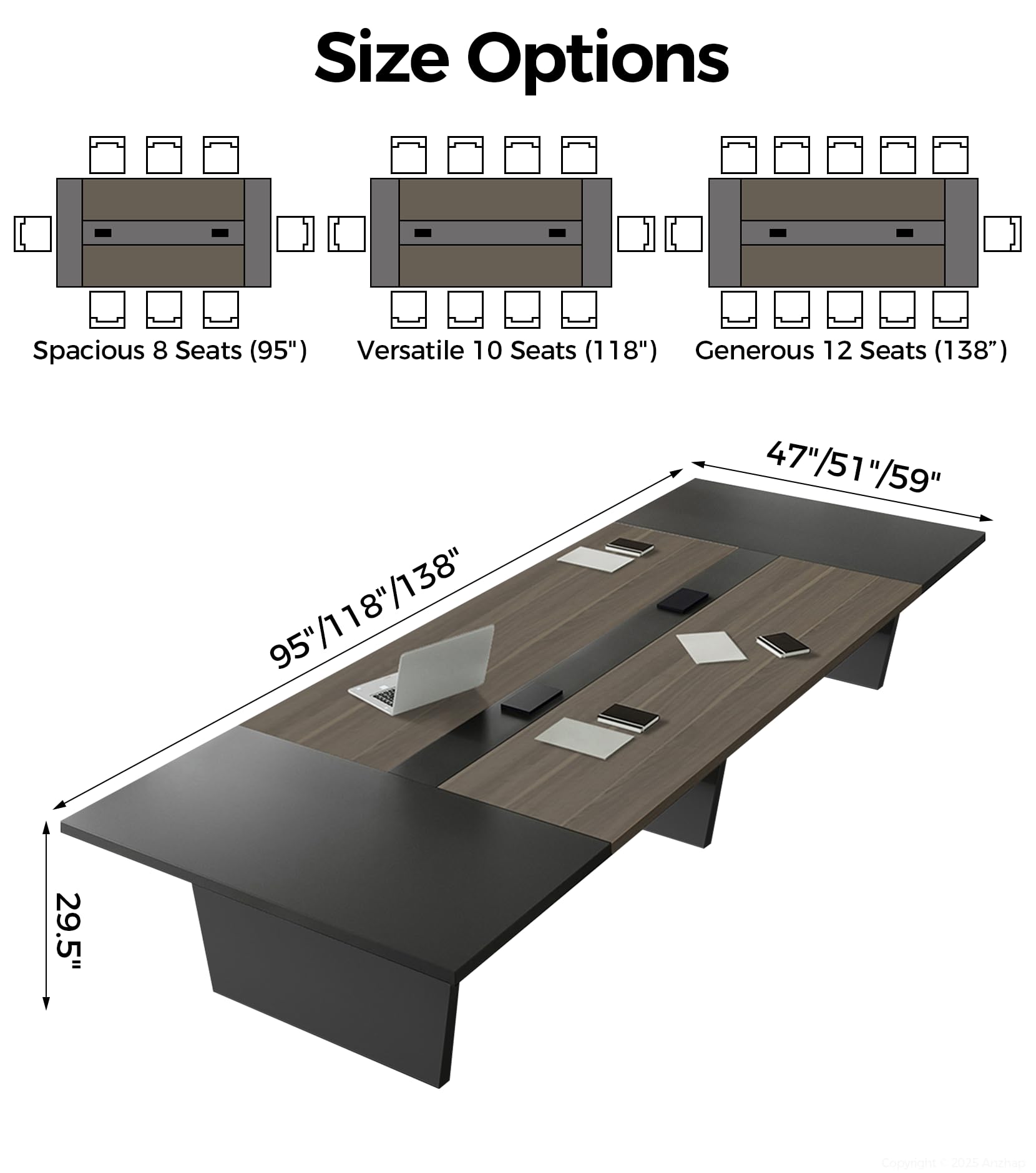 10FT Conference Table with Cable Management