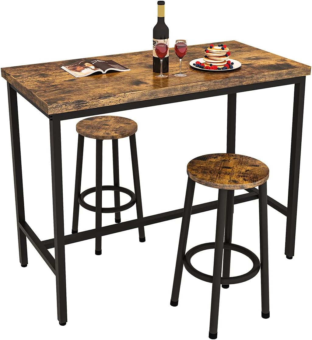 3 Piece Pub Dining Set with Counter Height Table and Stools