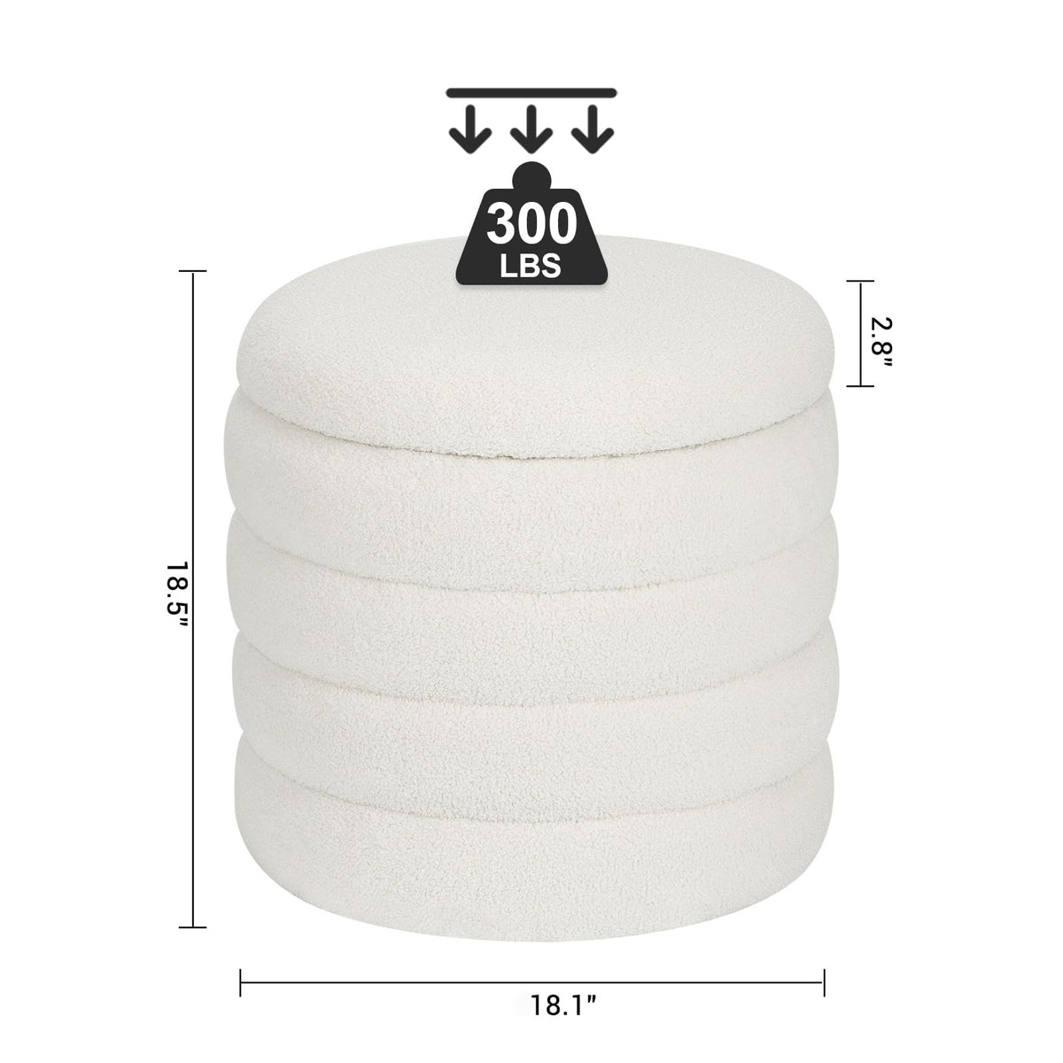 Teddy Sherpa Round Ottoman with Storage