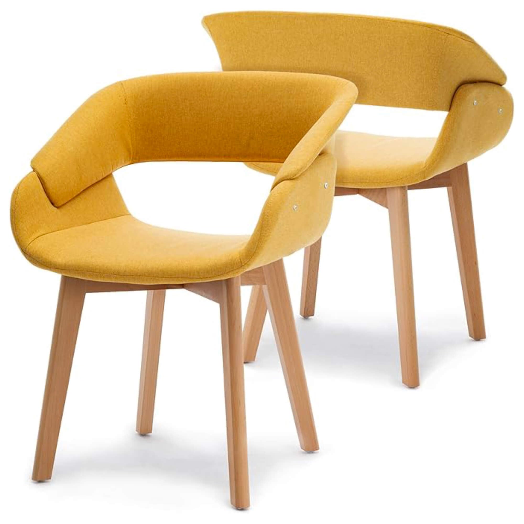 Modern Upholstered Dining Chairs Set of 2 with Solid Wood Legs