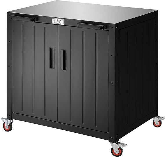 Outdoor Grill Cart with Storage Cabinet and Stainless Steel Top