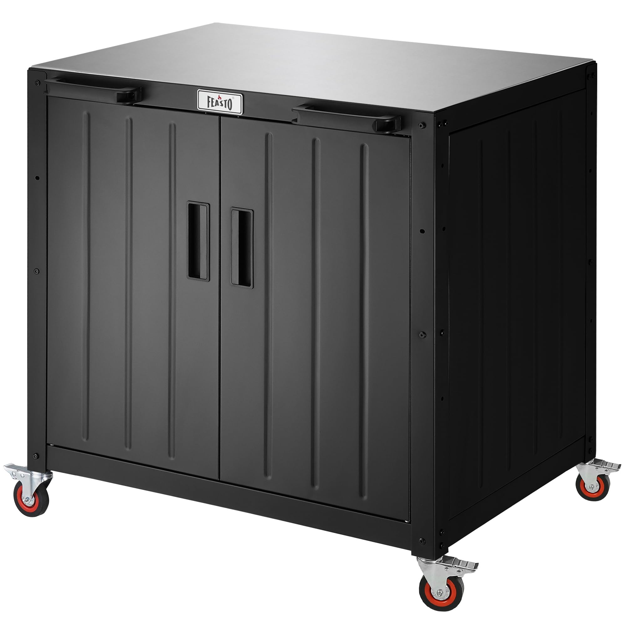 Outdoor Grill Cart with Storage Cabinet and Stainless Steel Top