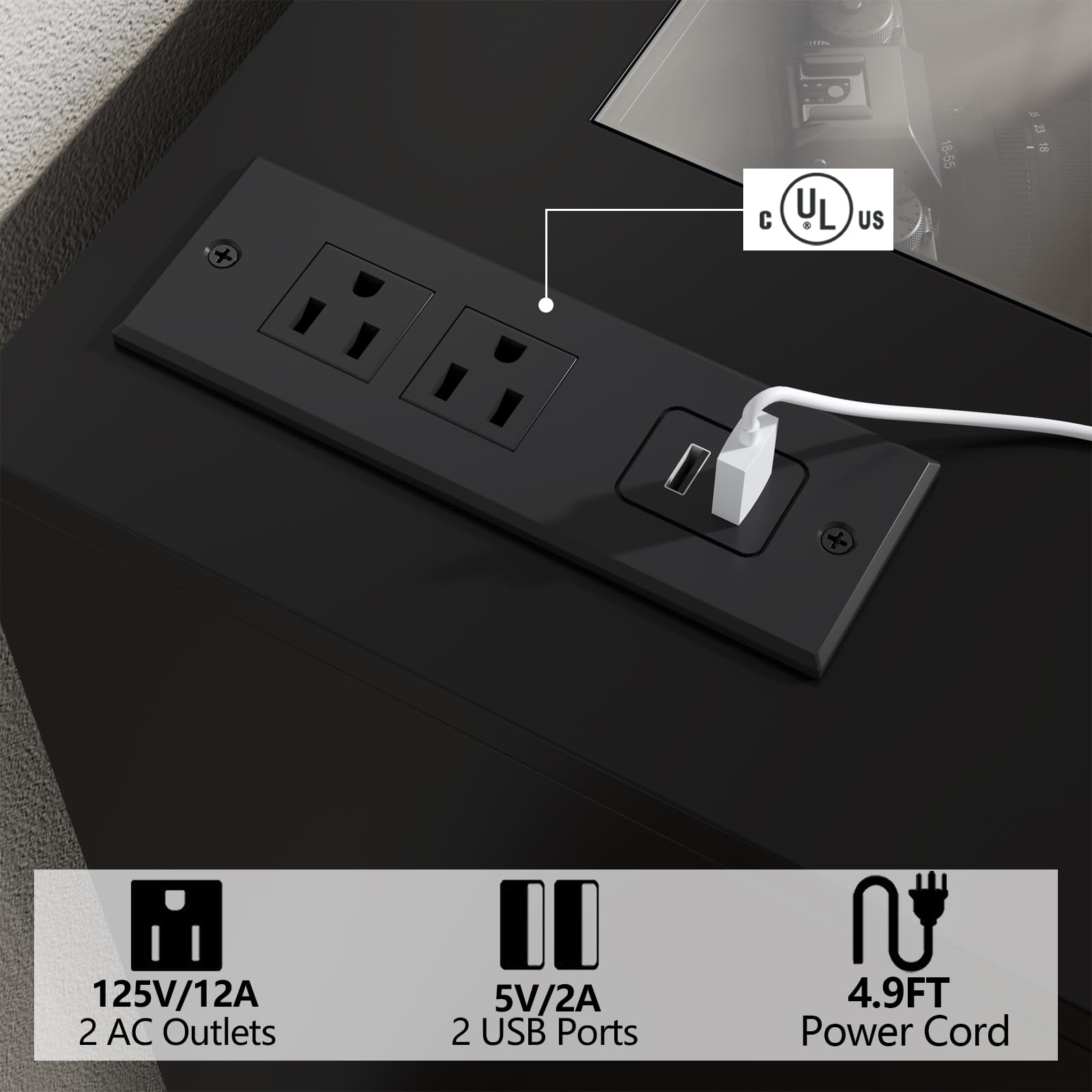 8 Drawer Dresser with Glass Top and Power Outlet