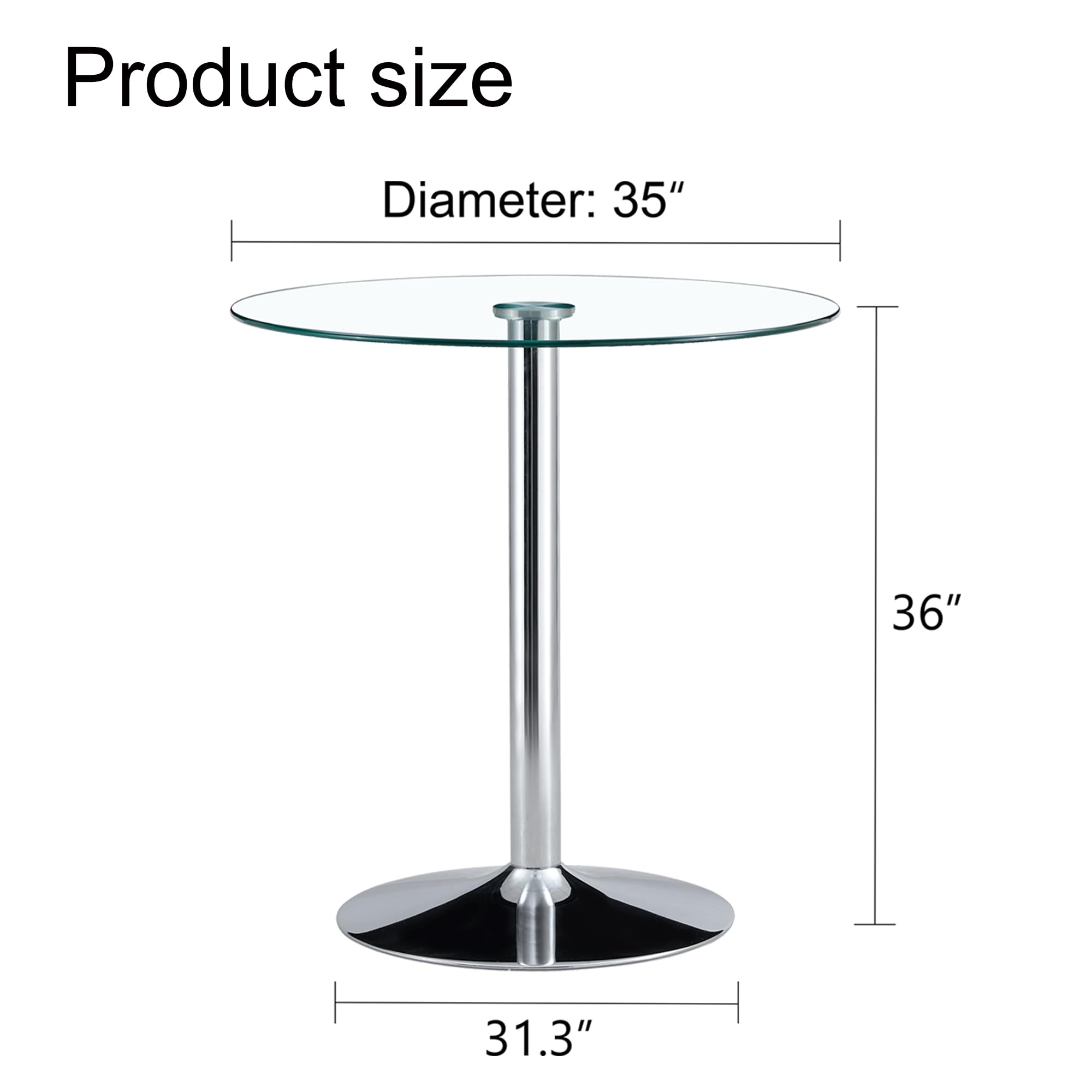 3-Piece Round Glass Counter Height Dining Set with Bar Stools