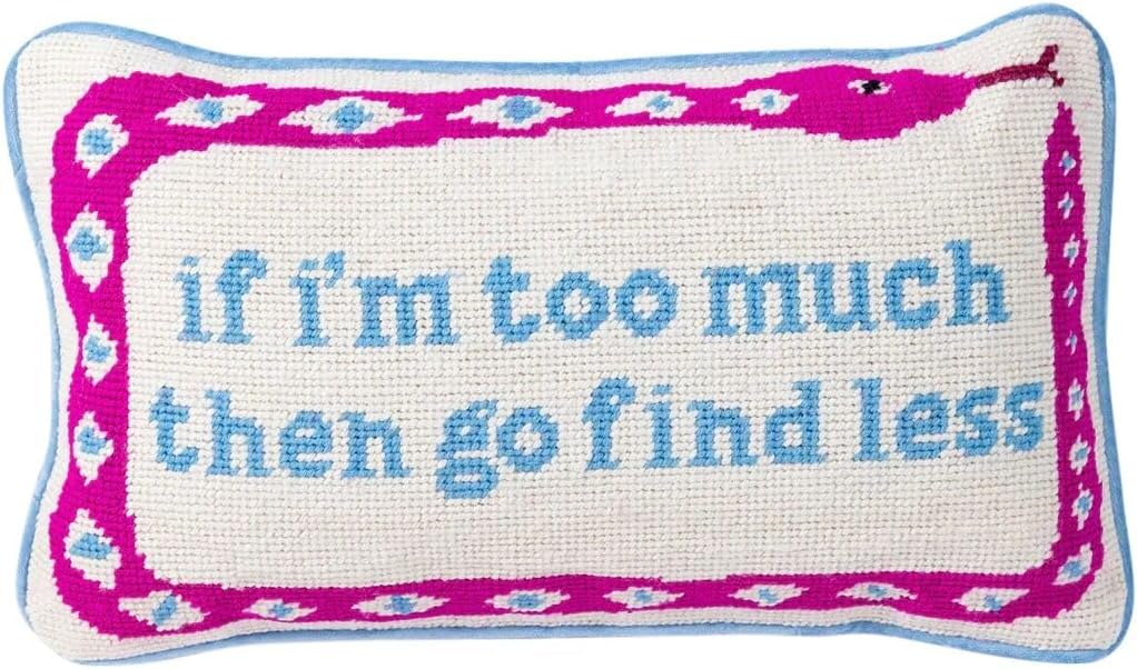 Needlepoint Decorative Throw Pillow - Go Find Less - 9" x 15"