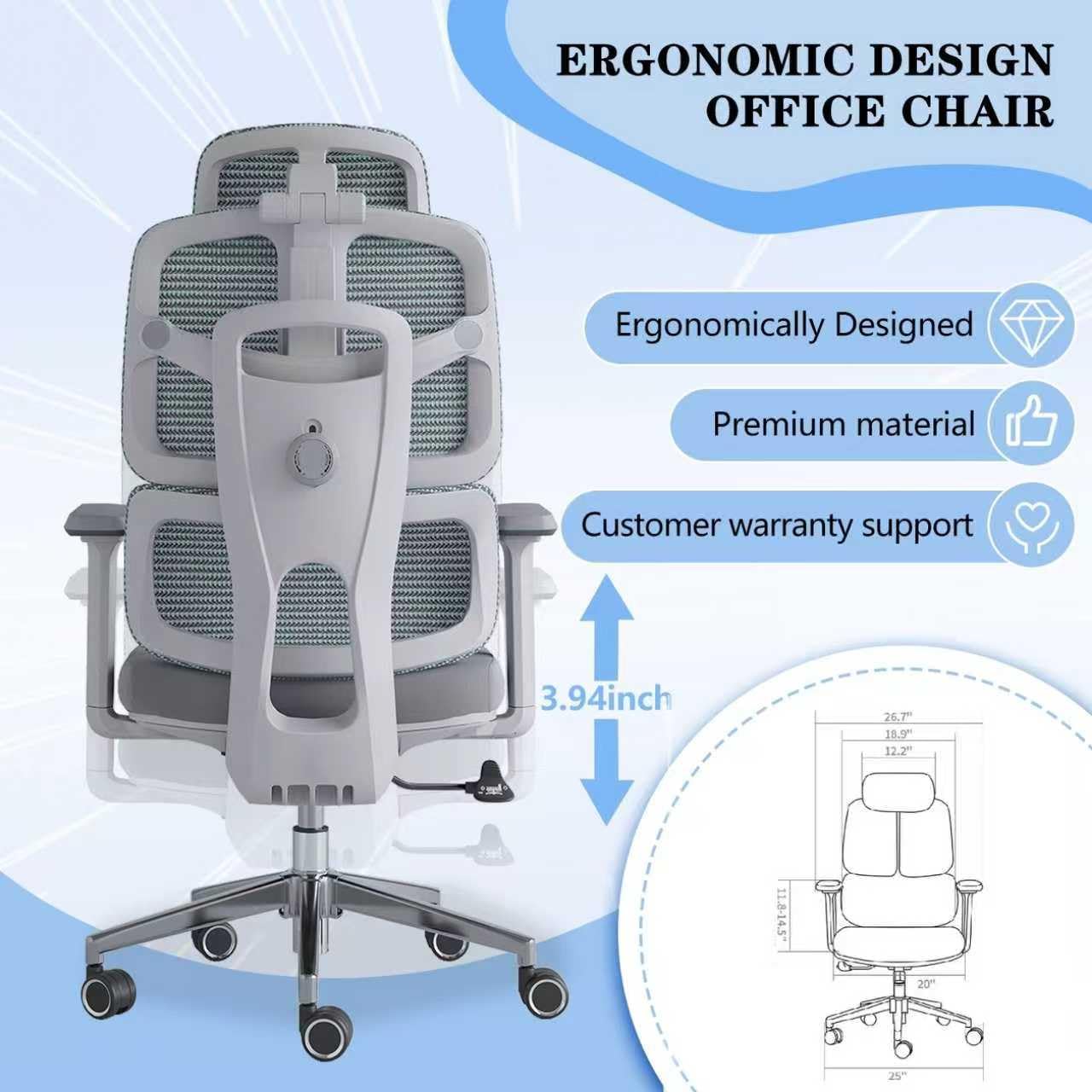 Ergonomic Office Chair 500 LBS Capacity with 3D Armrest