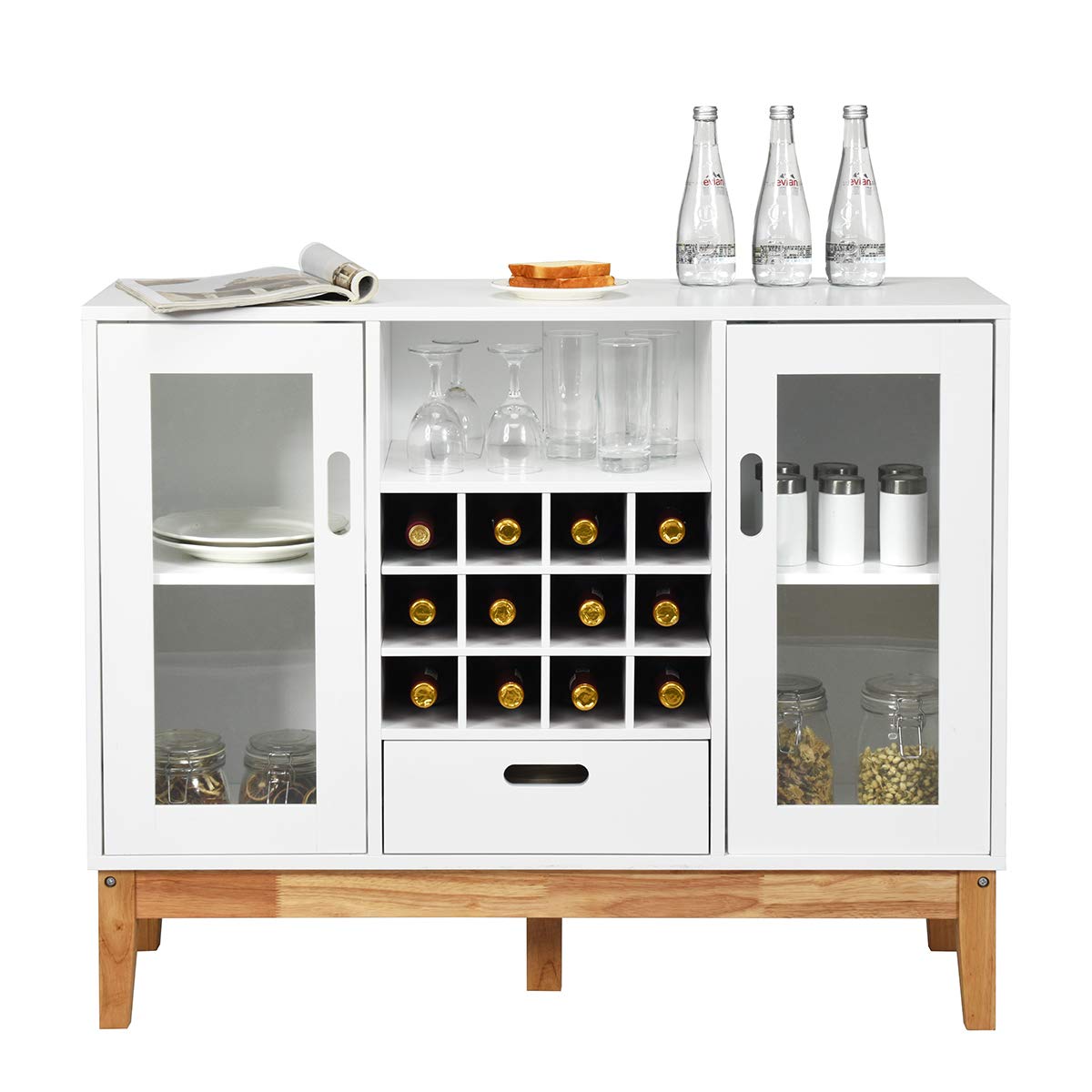 Buffet Sideboard with Wine Rack and Storage