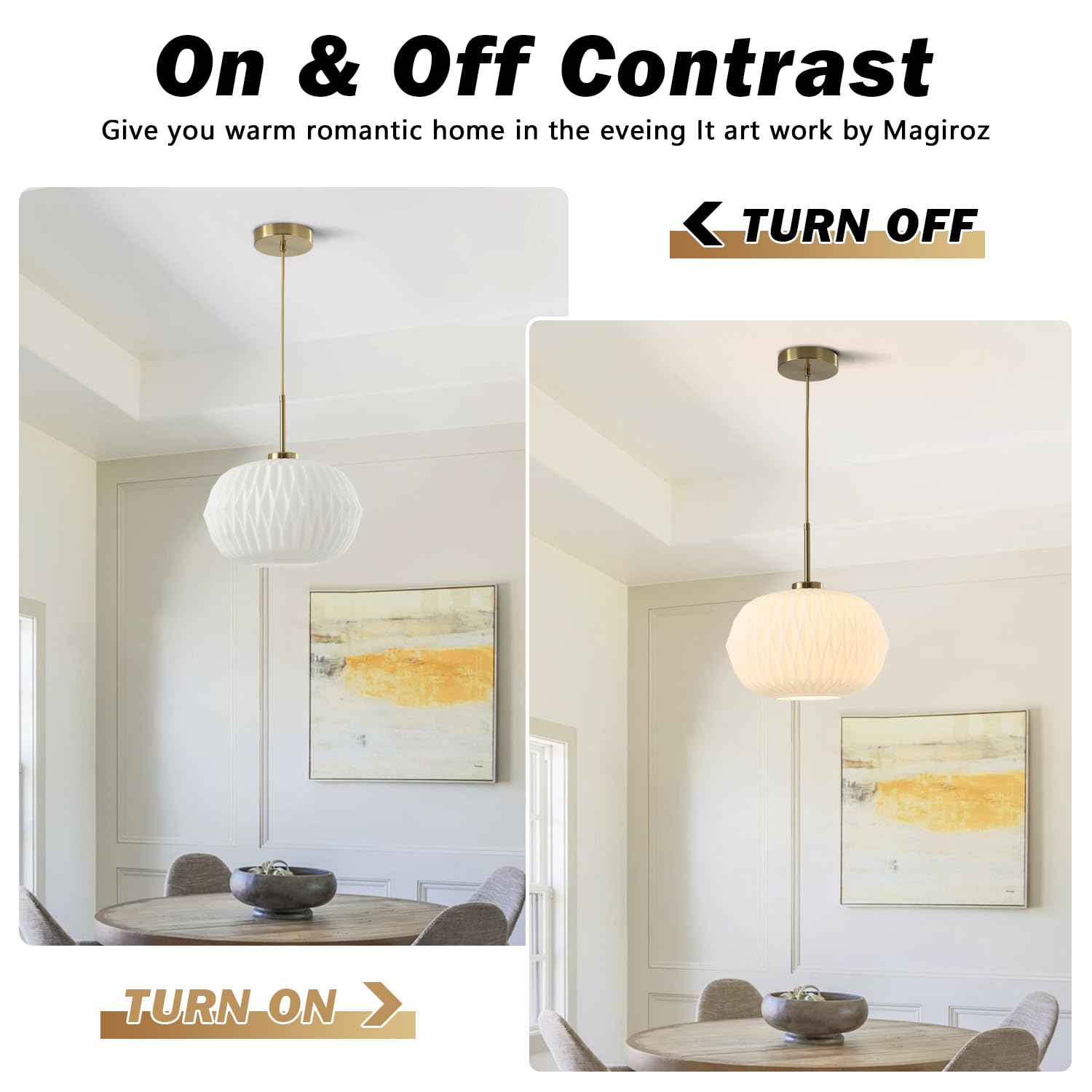 12-Inch Gold Pendant Light with Ribbed Glass Globe