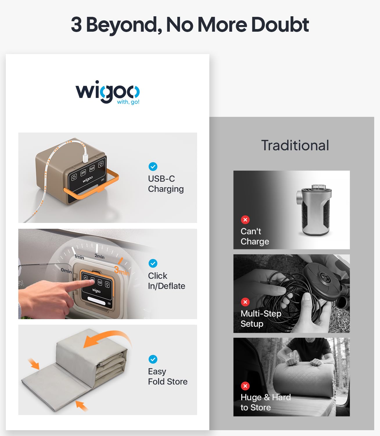 Air Mattress for Tesla Model Y Self-Inflating with Built-in Pump