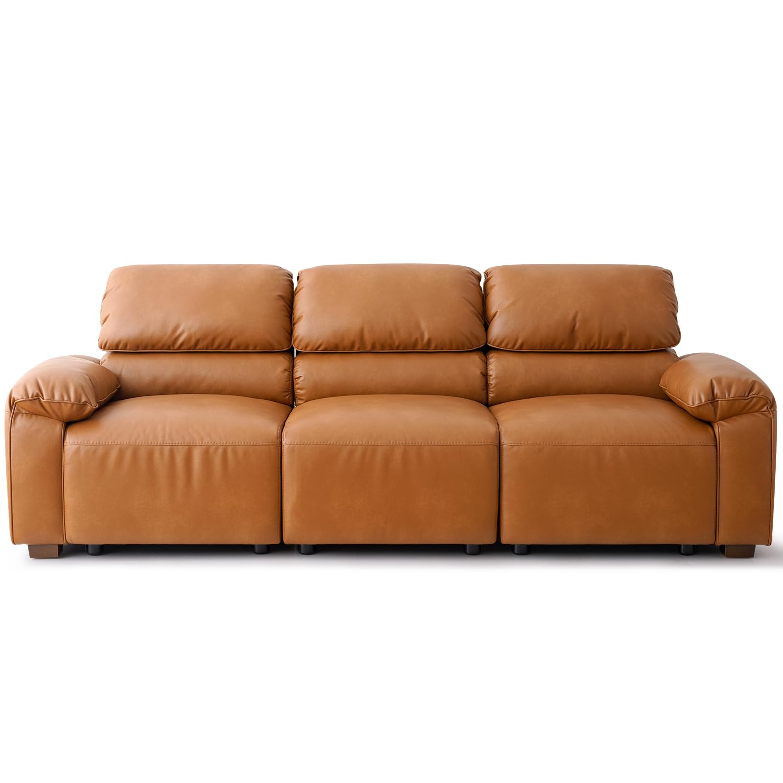 95" Mid-Century Modern PU Leather Sofa
