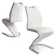 Mermaid Dining Chairs Set of 2 - White PU Leather Upholstered Side Chairs