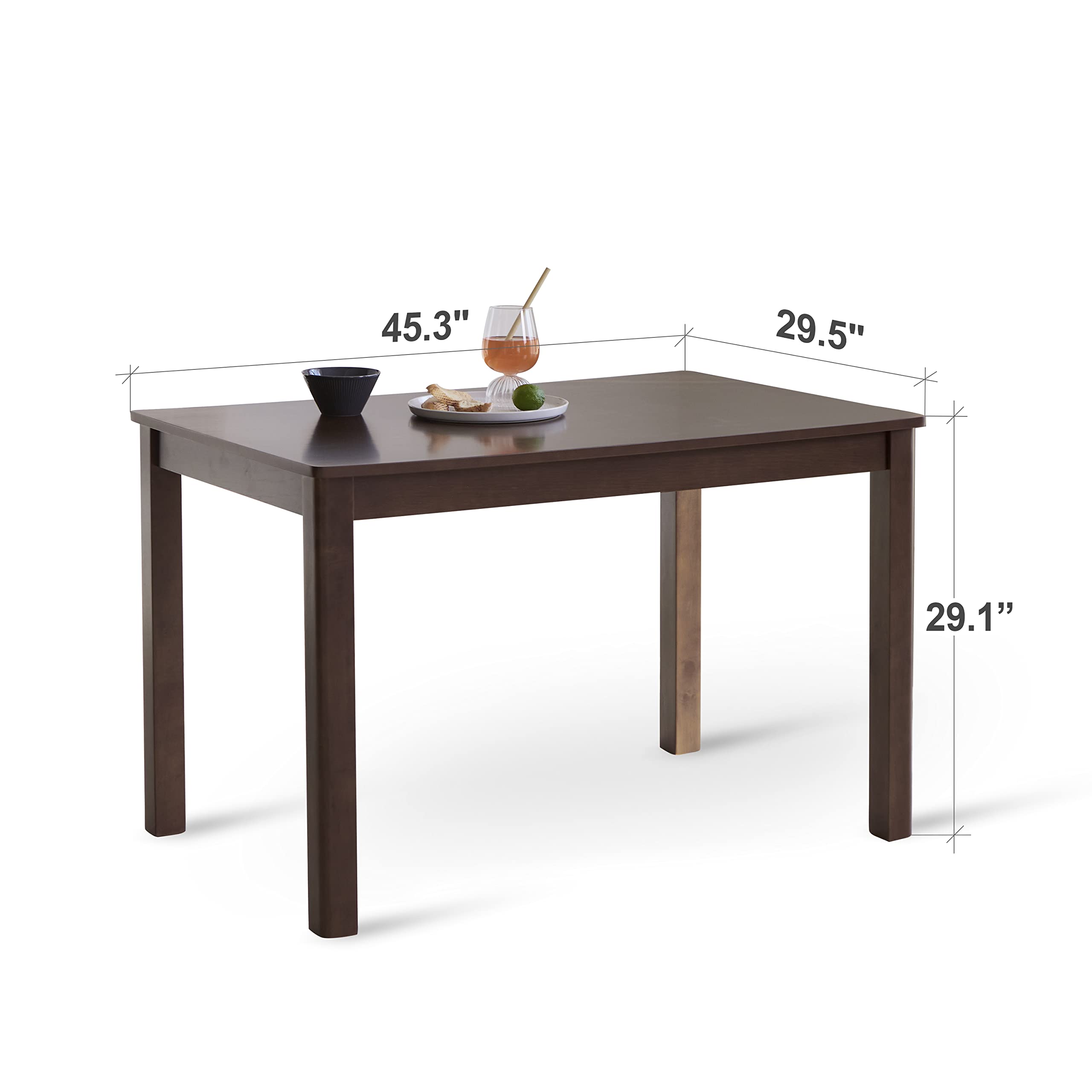 Livinia Cabin 45.3" Wooden Dining Table/Small Rectangular Modern Farmhouse Solid Wood Kitchen Table Desk (Walnut)