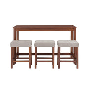 Industrial 3-Person Counter Height Bar Table Set with Power Outlet