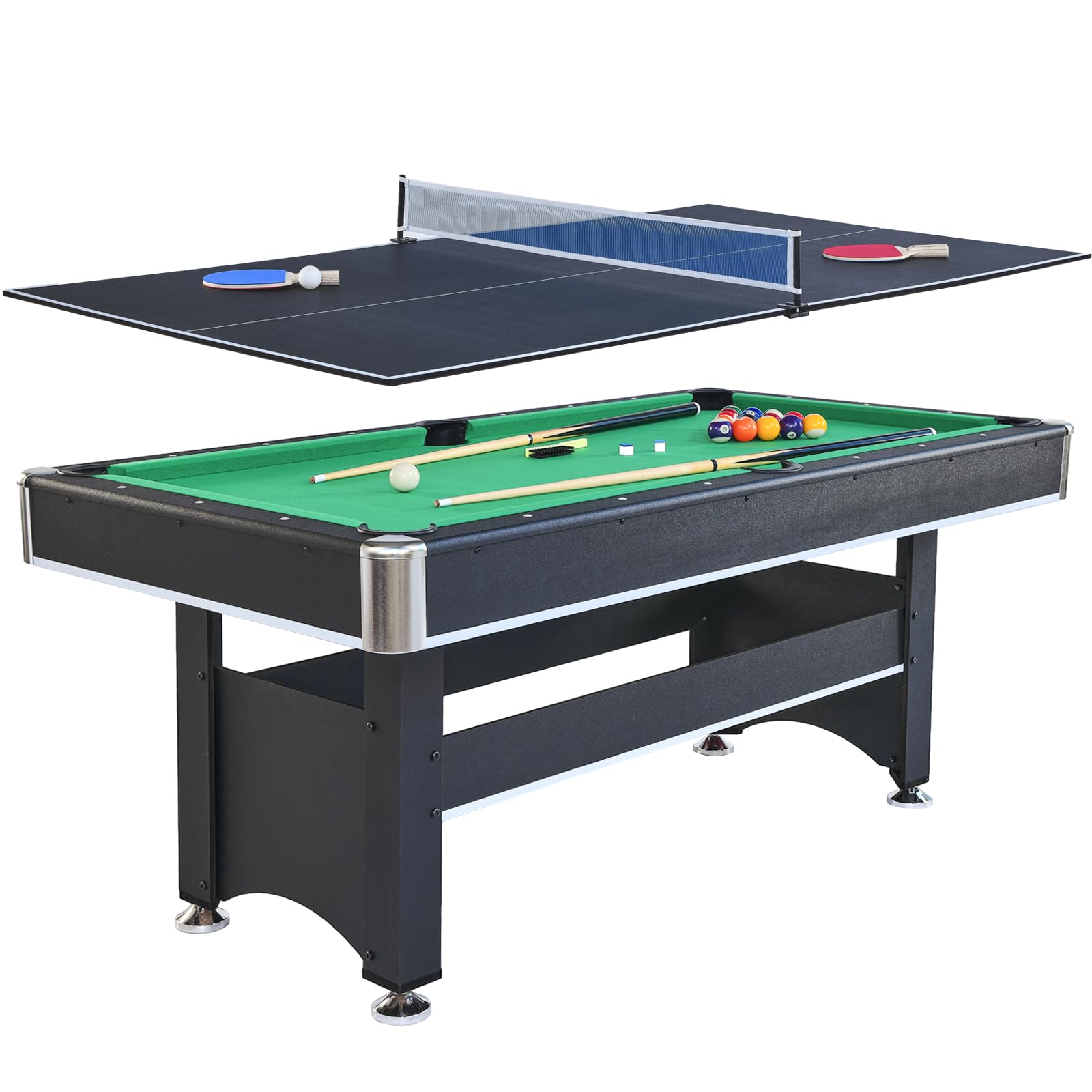 2-in-1 Pool and Table Tennis Game Table 6-Foot
