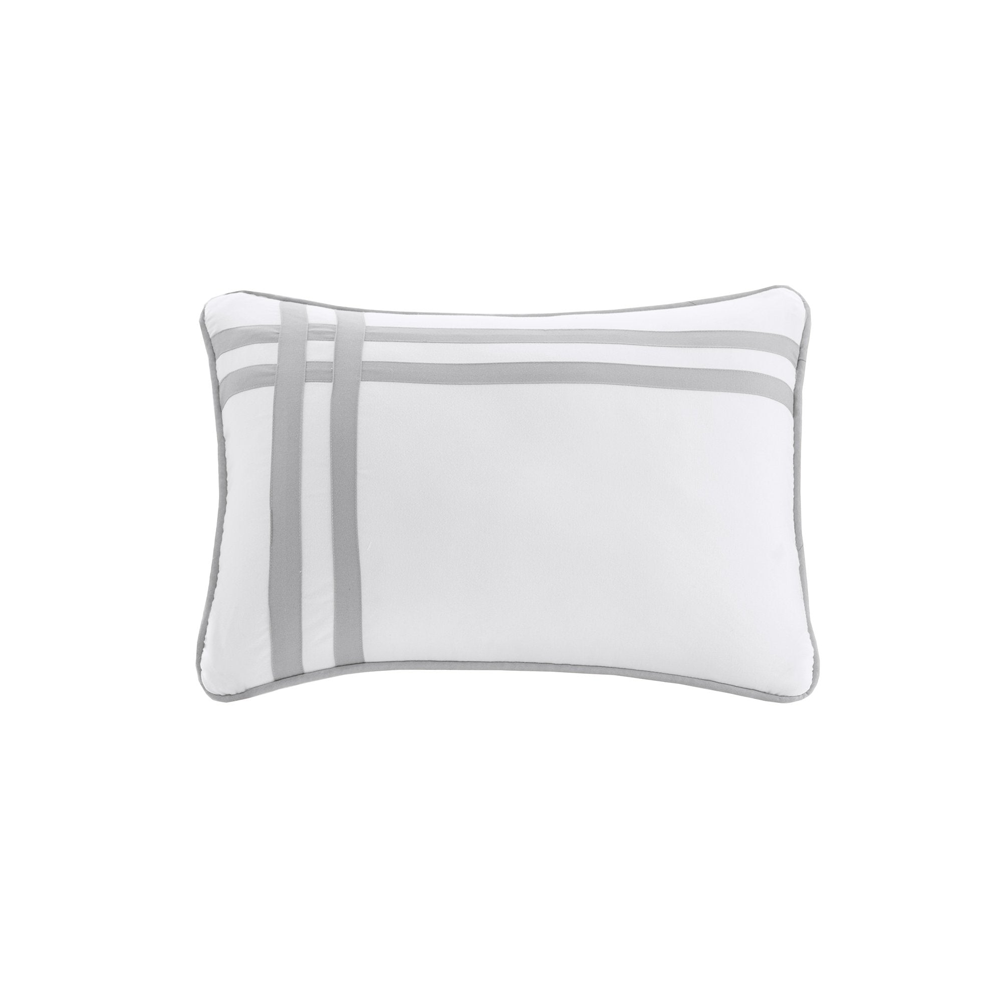 7-Piece Queen Comforter Set - Gray and White Patchwork Design