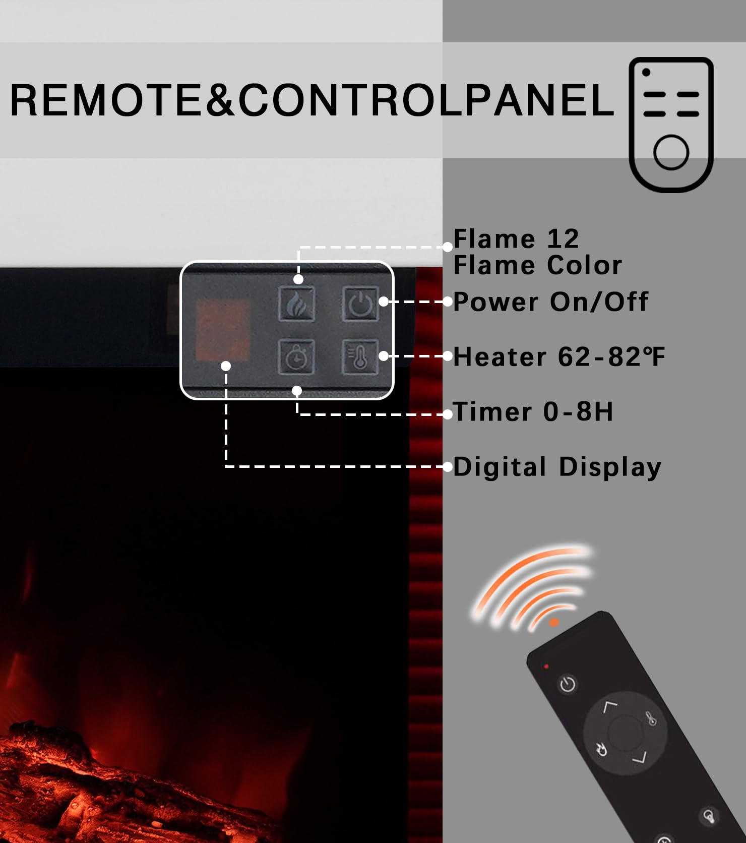 60" 3-Sided Wall Mount Electric Fireplace